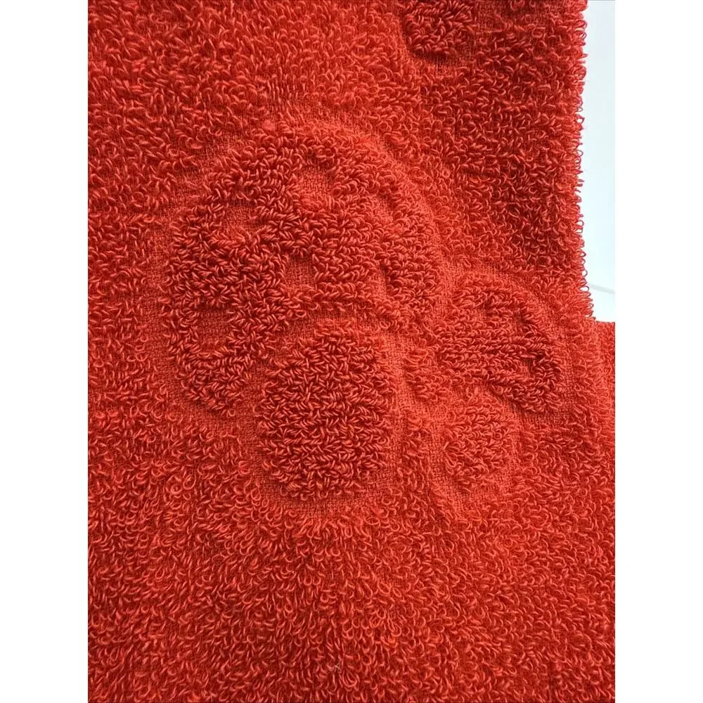 4 Red embroidered sculpted Mushroom terry cloth Towels - Snaps 13x29”